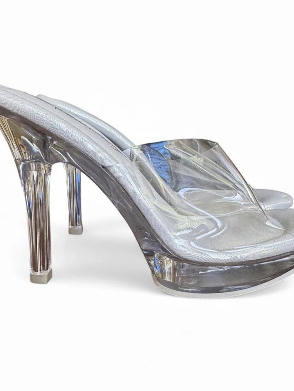 The Shoe Fairy Olympian Mule Clear Platform Competition Heels